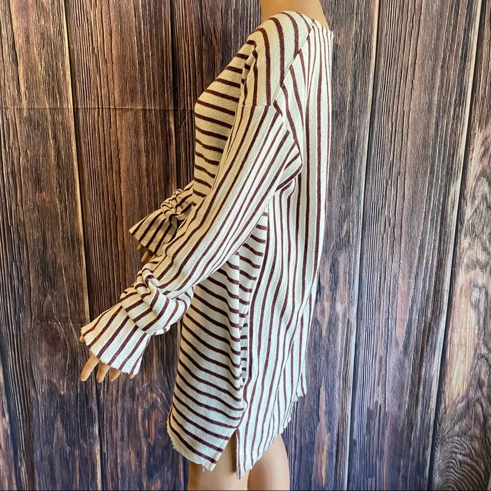 Free People stripped sweater dress distressed red & cream size medium